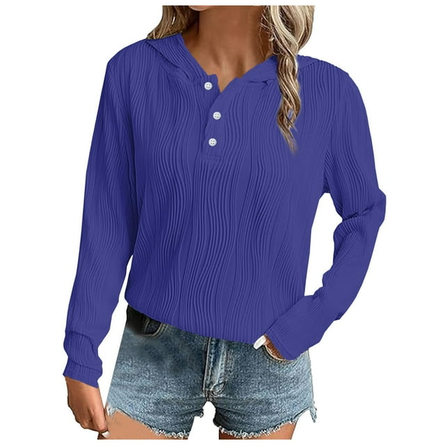 Fauean Hoodies for Women Casual Loose Long Sleeve Button Down Shirts