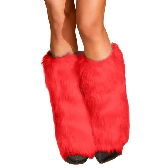 Fauean Leg Warmers Womens Fashion Fluffy Comfortable and Warm Party Dance Accessories Red