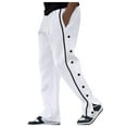 Fauean Men Pants Casual with Side Button Down Wide Leg Pants with