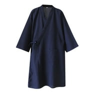 HAORUN Men Japanese Long Kimono Coat Outwear Cardigan Yukata Bathrobe ...