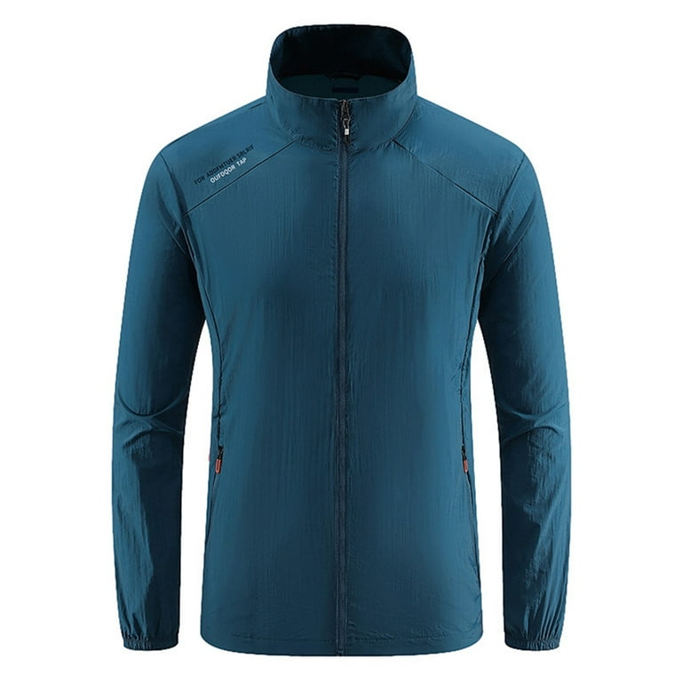 Fauean Men's Jacket Leisure Summer Ice Silk Breathable Coat Fishing Anti Sun Clothing BU1 Size 4XL, Blue