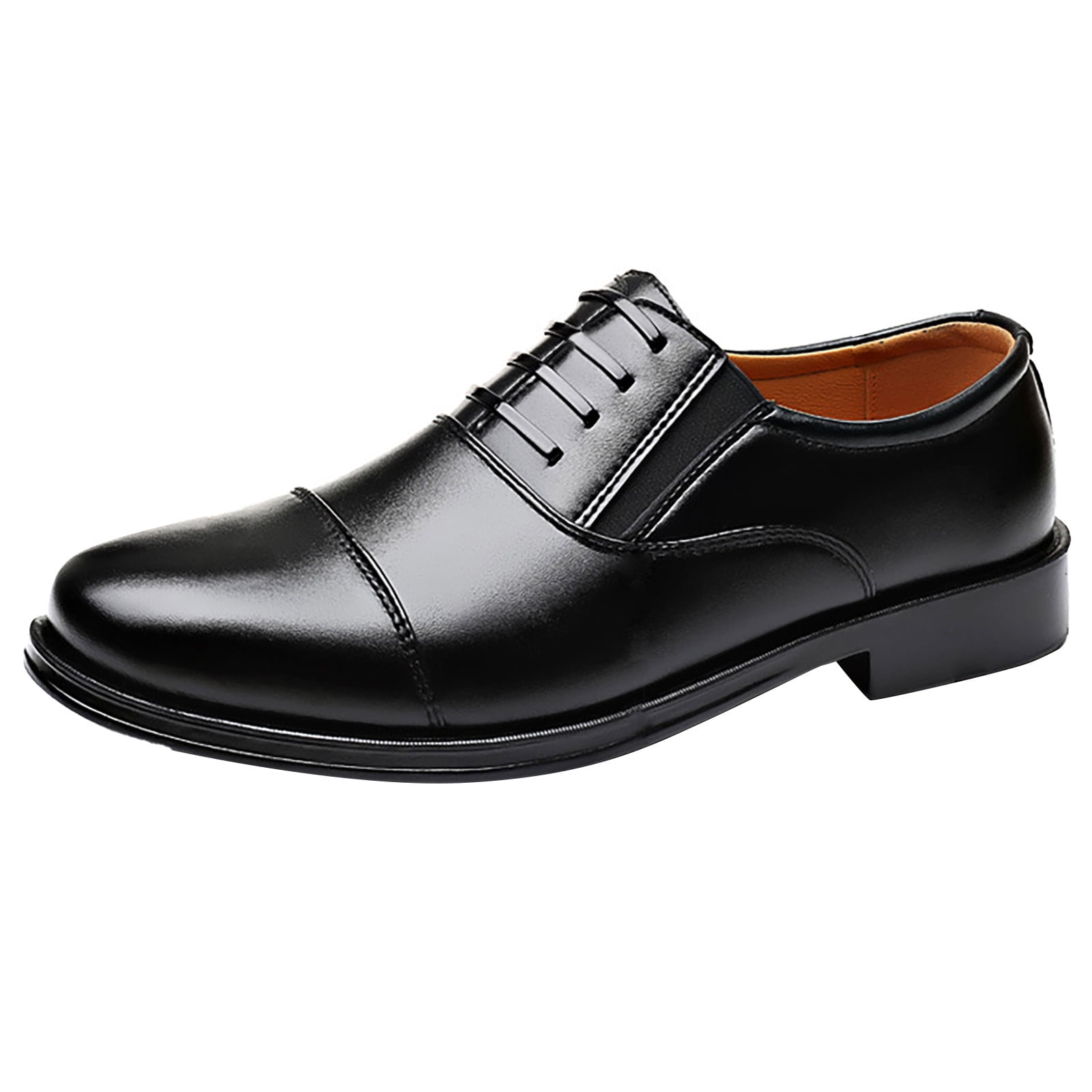 Fauean Men's Leather Shoes Business Attire Men's Breathable and Versatile Lace up Shoes Black Size 42