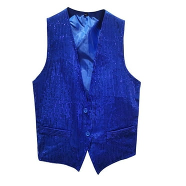 Fauean Men's Suit Vest Button Down Slim Fit Business Sleeveless Jacket Formal Clothes Blue Size M