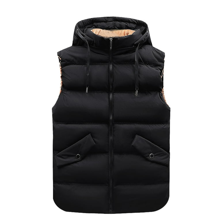 Fauean Mens Winter Jackets Sleeveless Zipper Hooded Vest Coat for Running and Traveling Black Size 4XL Walmart