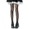 thumbnail image 1 of Fauean Pantyhose for Women Retro Slim Fit Transparent Lace Bowknot Hollow Tights Stocking Black, 1 of 2