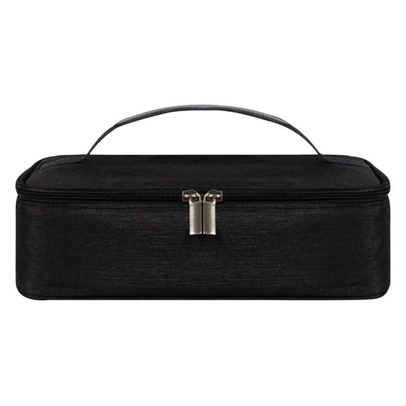 Fauean Small Lunch Box Portable Soft Insulated Bag Double Zipper Cooler Thermal Tote Kit Black