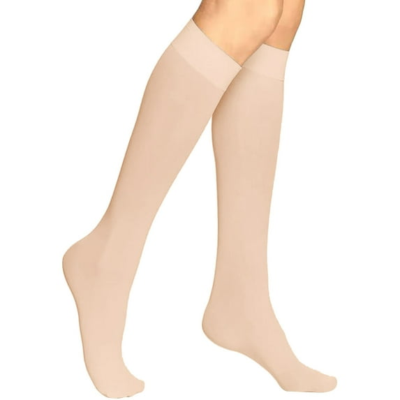 Fauean Thigh Highs Women's Fashion Lightweight and Breathable Sheer Knee High Stockings Beige