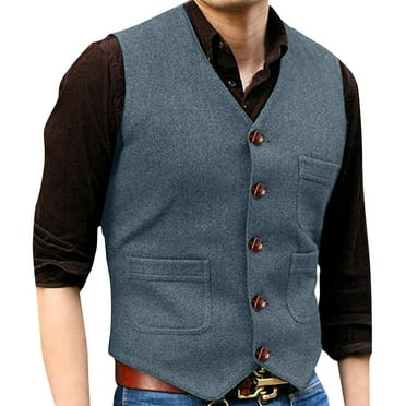 Fauean Vest for Men Softness and Comfort Wedding Suit Jacket Formal Clothes Work Wear Navy Size S