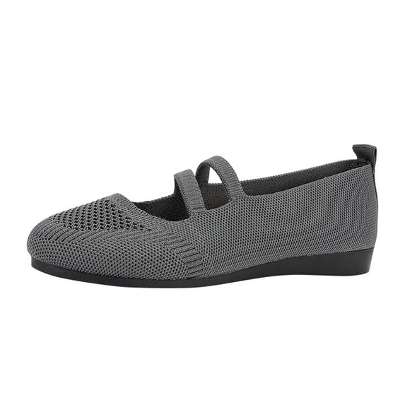 Fauean Women Shoes Casual Ladies Fashion and Breathable Knitting Comfortable Flat Shoes Grey Size 37
