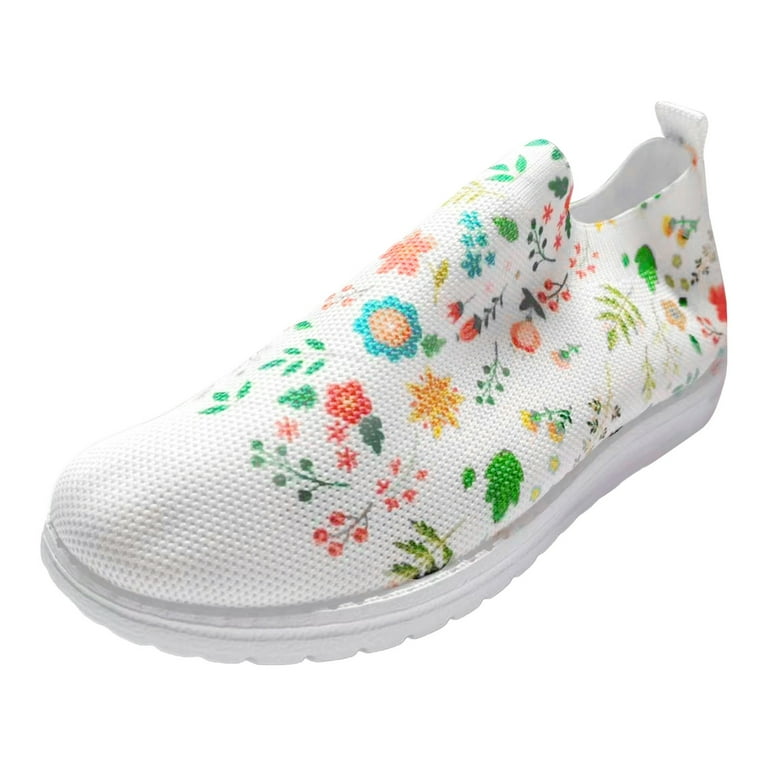 Fauean Women's Slip on Shoes Floral Printing Soft Sole Breathable