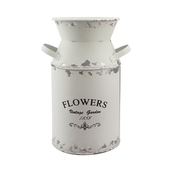 Fauevav Galvanized Green Milk Can Antique Retro Vase Metal Planter Rustic Vintage Primitive Flower Holder Farmhouse Country Plant for Home Office Decor, 7.5”