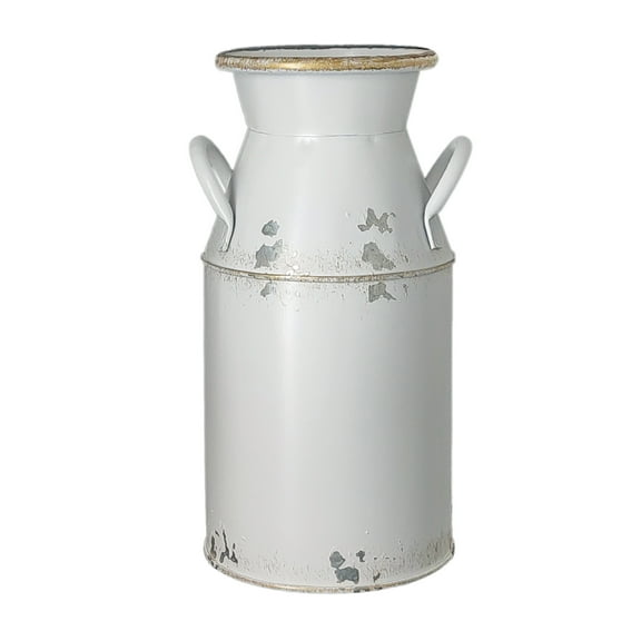 Fauevav Galvanized Milk Can Antique Retro Vase Metal Planter Rustic Vintage Primitive Flower Holder Farmhouse Country Plant for Home Office Decor, 7.5”