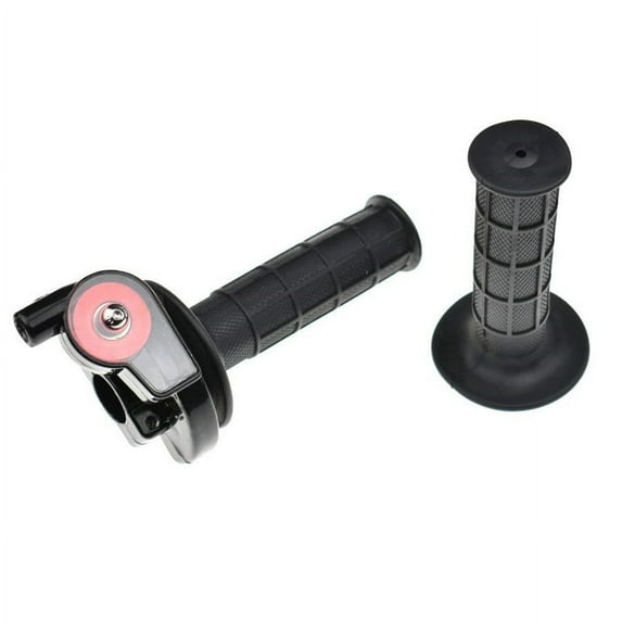 Fauful Black Motorcycle Throttle Hand Grips Grip w/ Twist Cable For 22mm 7/8" Handlebar