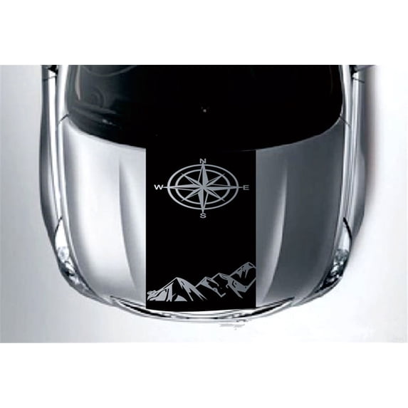 Fauful Durable Black Compass Mountain Range Car Pickup Hood Graphic Vinyl Decal Sticker