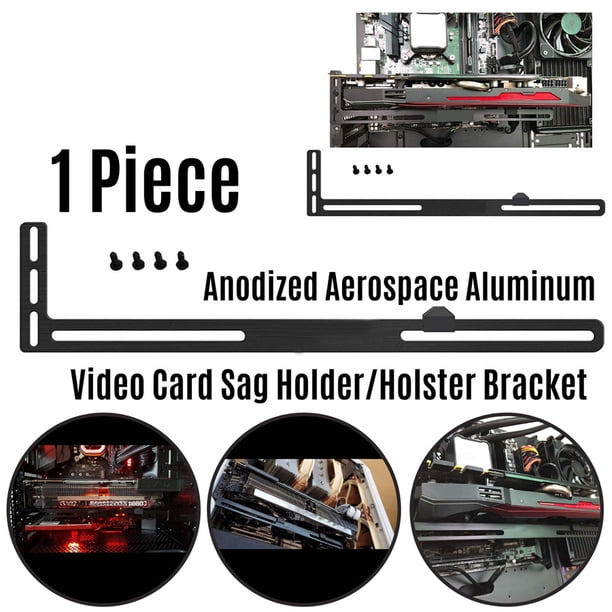 Aluminum GPU Support Bracket - Adjustable Graphics Card Holder, Anti-Sag Stand With Hidden Magnet (Black)