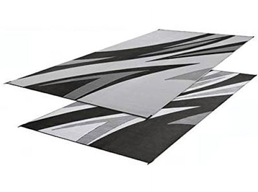 Faulkner 46258 Reversible Rv Outdoor Patio Mat - Black Summer Waves Design - 8' X 16'