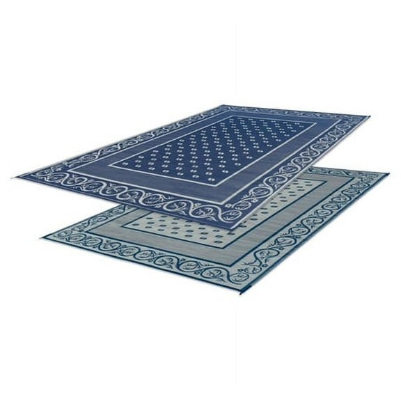 Faulkner 48698 Reversible RV Outdoor Patio Mat - Blue Vineyard Design - 6' x 9'