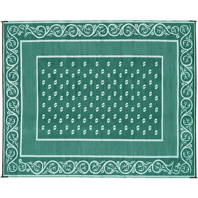 Faulkner 48702 9'x12' Reversible RV Patio Mat, Green Vineyard Design