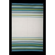 Faulkner 68679 Reversible Rv Outdoor Patio Mat - Aqua, Navy, Lime & White Striped Design - 8' X 20'
