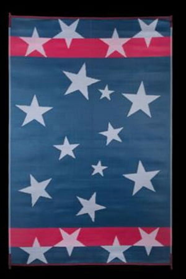 Faulkner 68877 Reversible Rv Outdoor Patio Mat - Red, White & Blue Stars N' Stripes Design - 8' X 20'