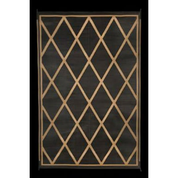 Faulkner 68900 Reversible Rv Outdoor Patio Mat - Black & Beige Diamond Design - 8' X 20'