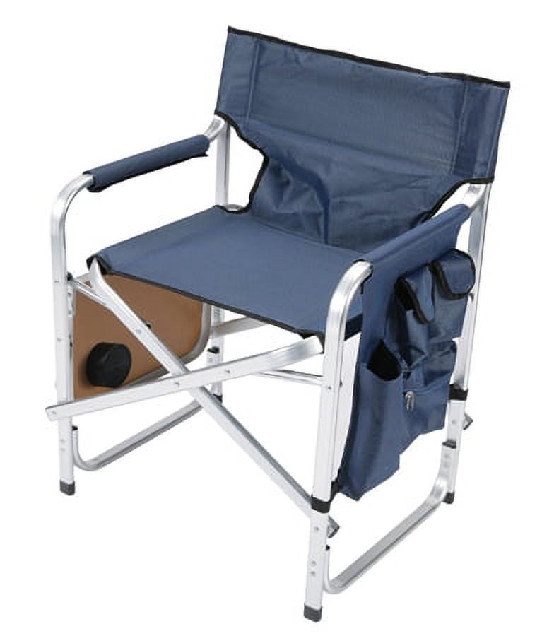 Faulkner FLK-48872 Directors Chair with Pocket Pouch & Folding Tray - Blue