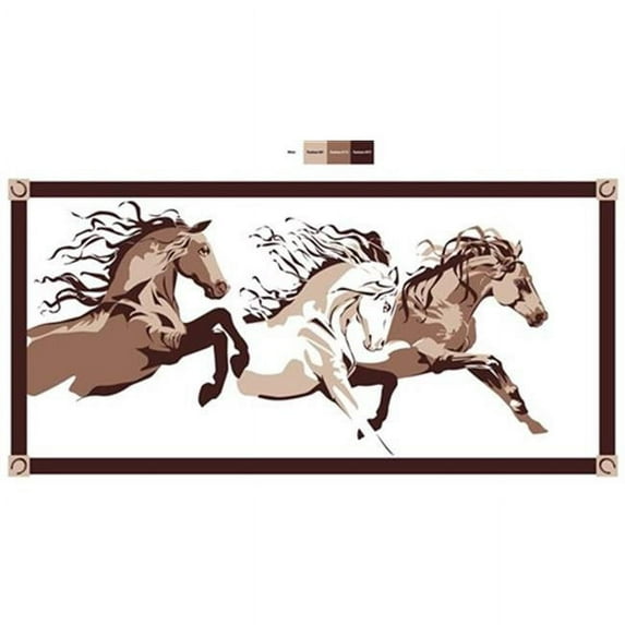 Faulkner Beige Mat Spx Horses Outdoor Rug, 9' x 12'