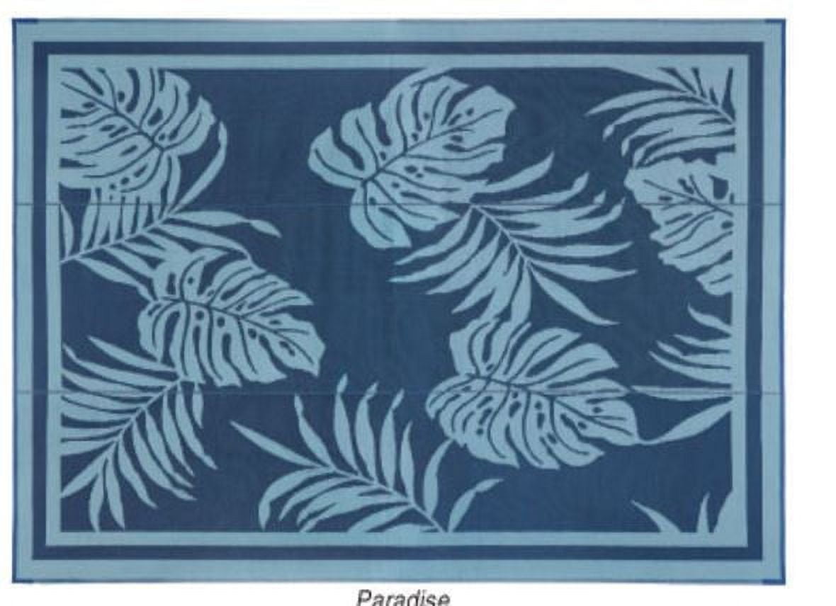 Blue Tropical Leaf Reversible 9' x 12' Outdoor Mat