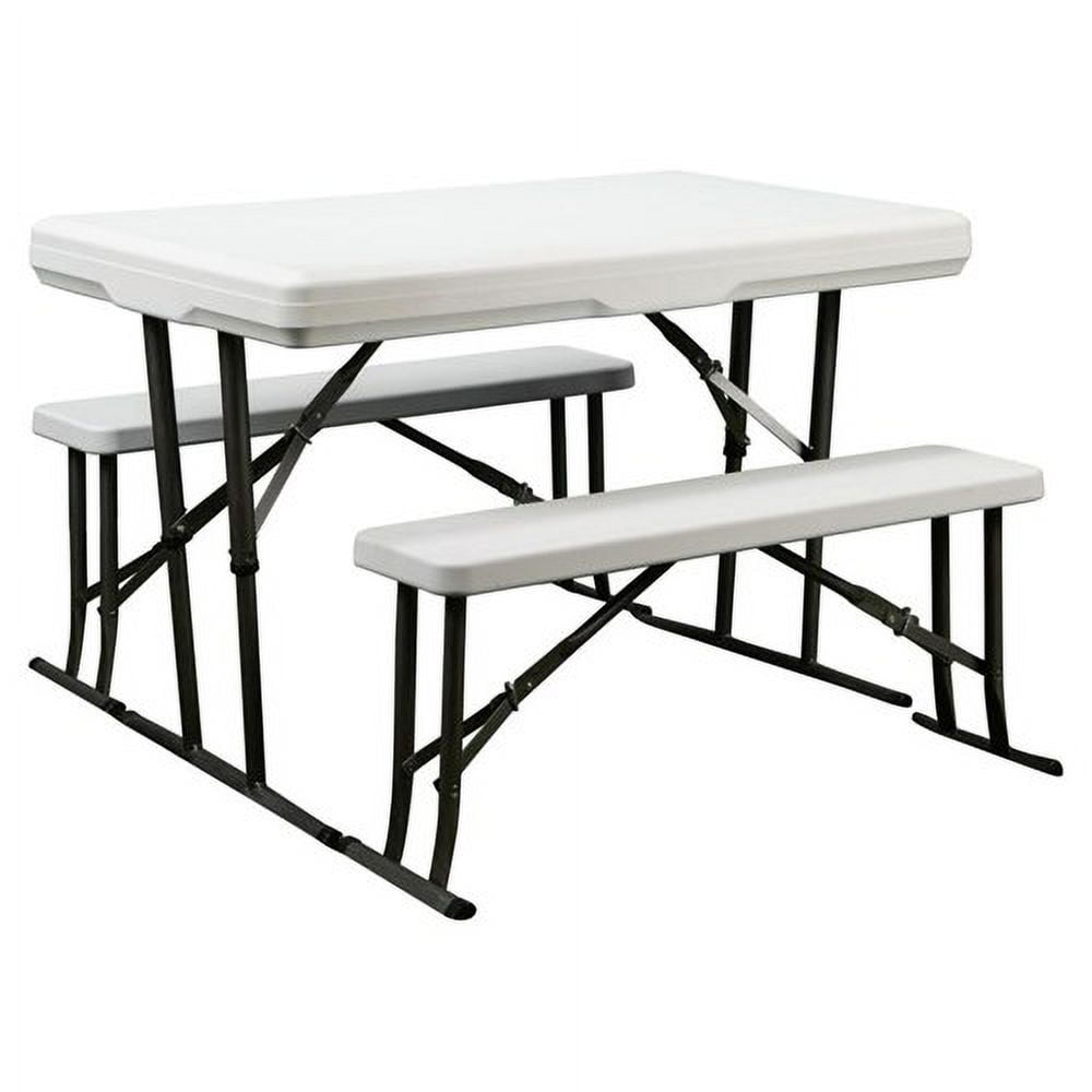 Faulkner Picnic Table with Nesting Benches White Picnic Table with