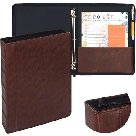 Faulkner Vintage Professional 3 Ring Zipper Binder Organizer, 1.5 inch Round Rings, 8.5" x 11" Sheet Size, 2 Inner Pockets