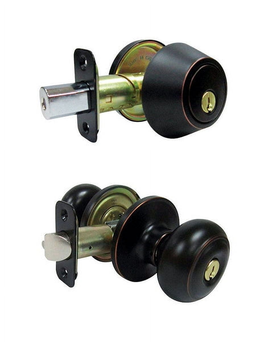 Faultless Fancy Mushroom Aged Bronze Entry Knob and Single Cylinder Deadbolt Right Handed Faultless Fancy Mushroom Aged Bronze Entry Knob and Single Cylinder Deadbolt Right Handed
