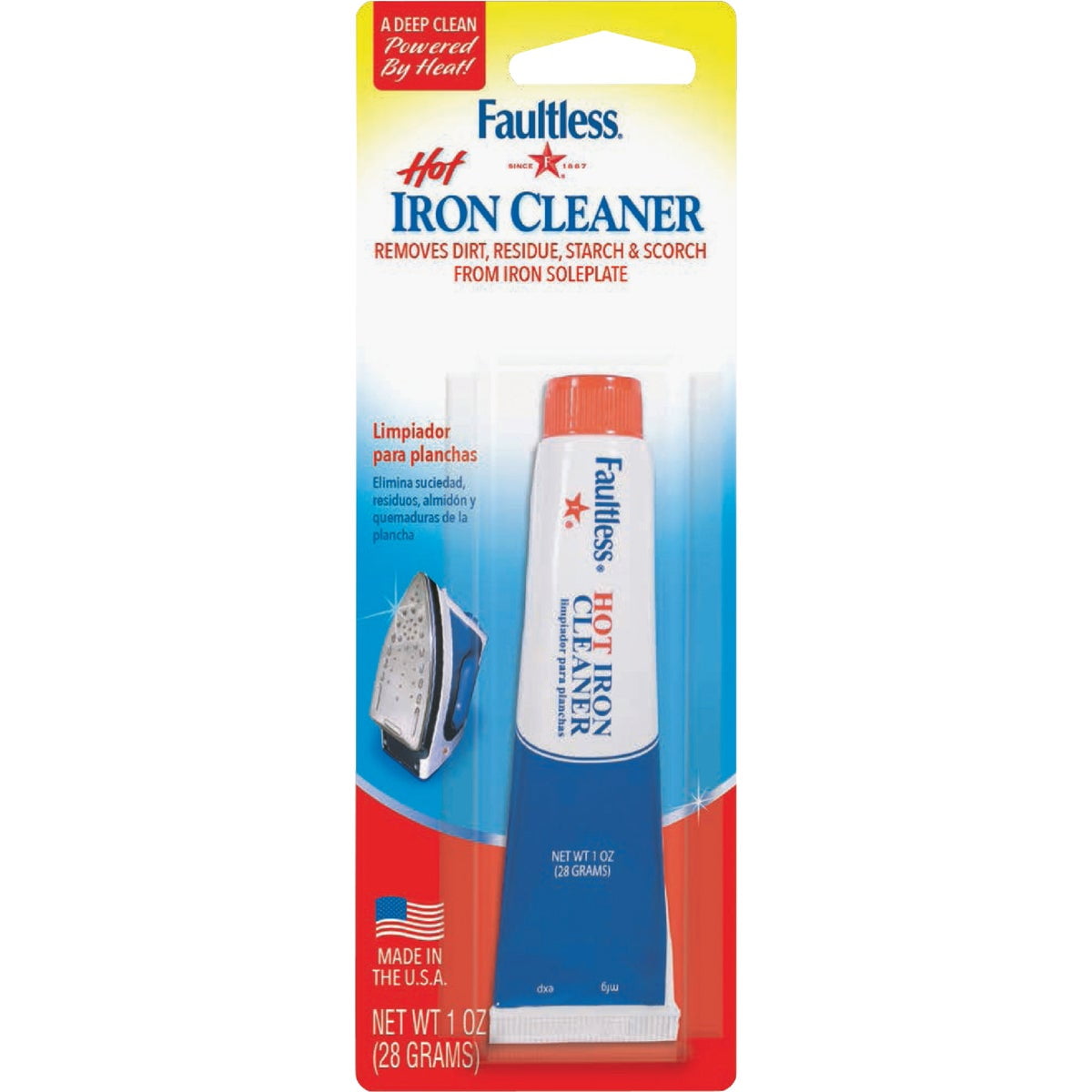 FAULTLESS Hot Iron Cleaner, Non-Toxic Steam Iron Cleaner, Removes Melted  Fabrics, Glue, Hard Water, Lime Deposits & Starch - 2 X 0.17 oz Tubes  Blister