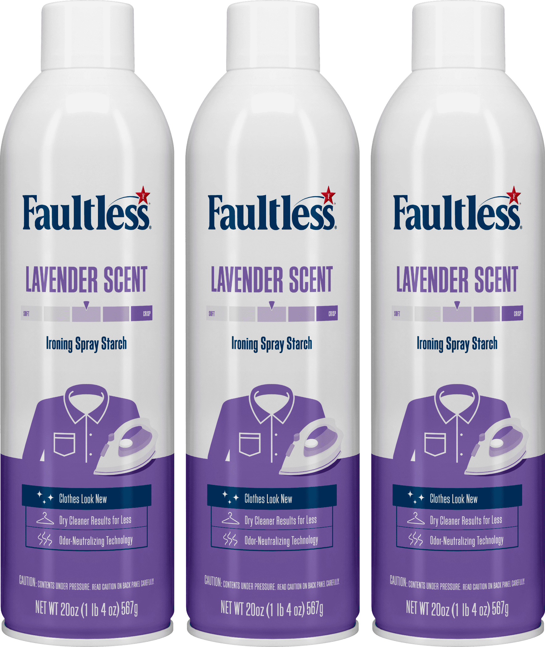 Laundry Starch Spray, Faultless Lavender Spray Starch 20 oz Cans for a  Smooth Iron Glide on Clothes & Fabric Even Spray, Easy Iron Glide, No  Reside (Pack of 4) 4 Pack