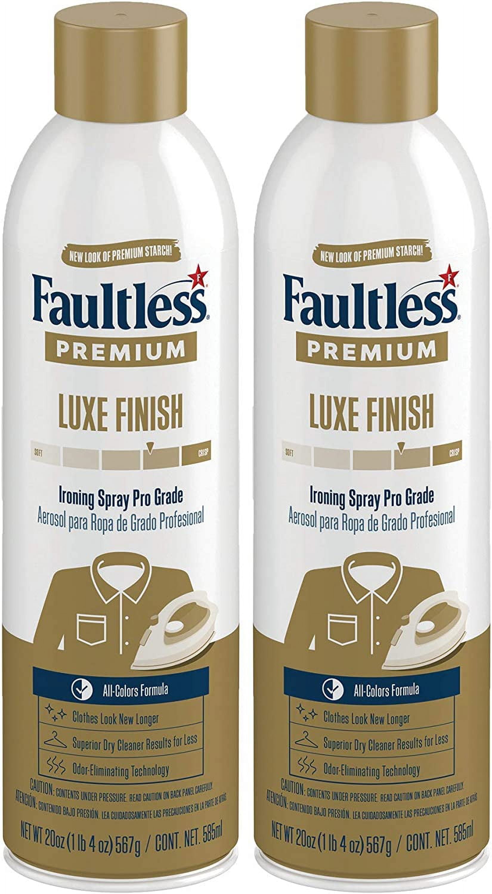 Faultless Premium Luxe Spray Starch (20 Oz, 2 Pack) Spray Starch For Ironing  That Makes Your Clothes New Again, Use As A Spray On Starch That Reduces  Ironing Time With No Flaking