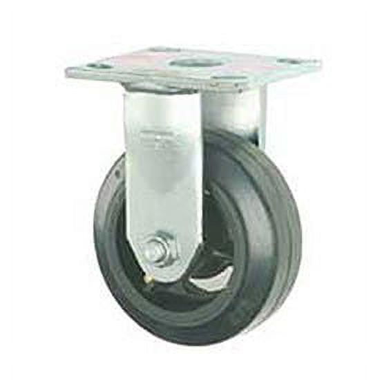 Faultless Rigid Plate Caster, 6" Mold-On Rubber Wheel