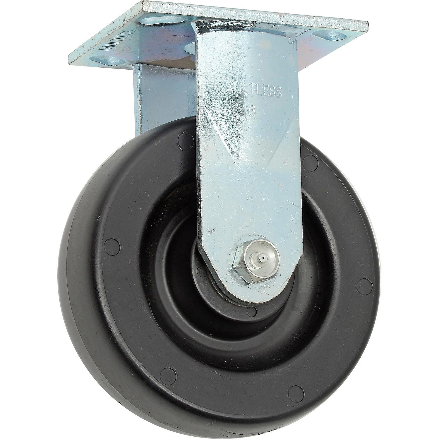 Faultless 3461-6 Faultless Rigid Plate Caster, 6" Polyolefin Wheel