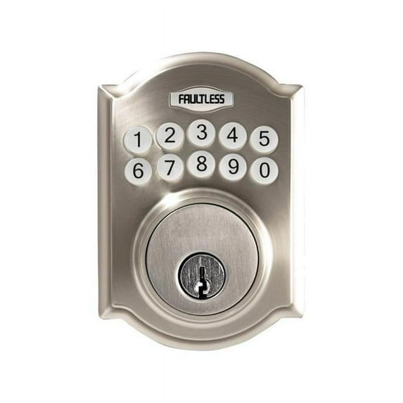 Faultless Satin Nickel Metal Electronic Deadbolt with Residential Auto Lock Adjustable Delay