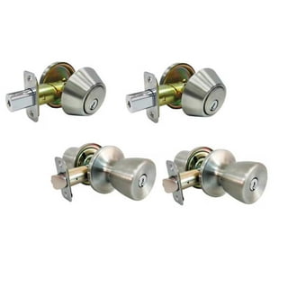 Faultless Tulip Satin Stainless Steel Entry Knob and Single Cylinder Deadbolt Right Handed Faultless Tulip Satin Stainless Steel Entry Knob and Single Cylinder Deadbolt Right Handed