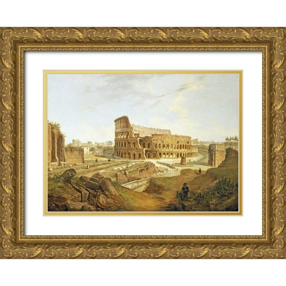 Faure, Jean Victor Louis 18x14 Gold Ornate Wood Framed with Double Matting Museum Art Print Titled - The Colisseum, Rome