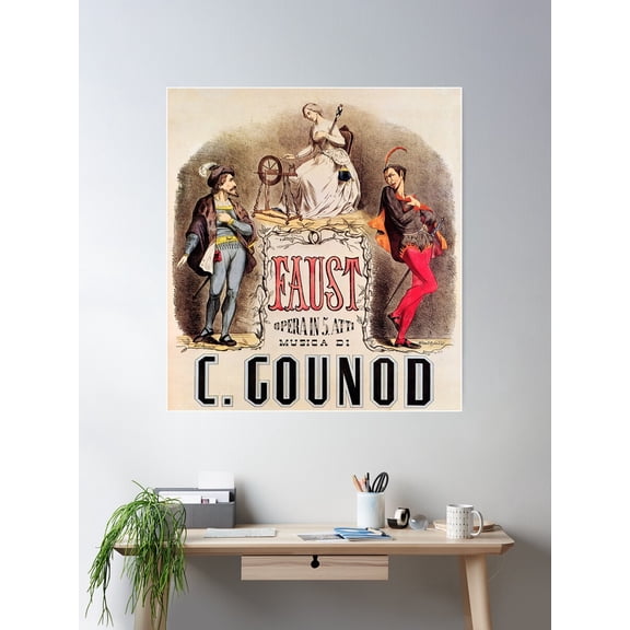 Faust Opera Musical Theater Play By C Gounod Vintage Advertisement Lithograph Poster Wall Art, Modern Wall Decor For Living Room Bedroom, 12x18 UNFRAMED