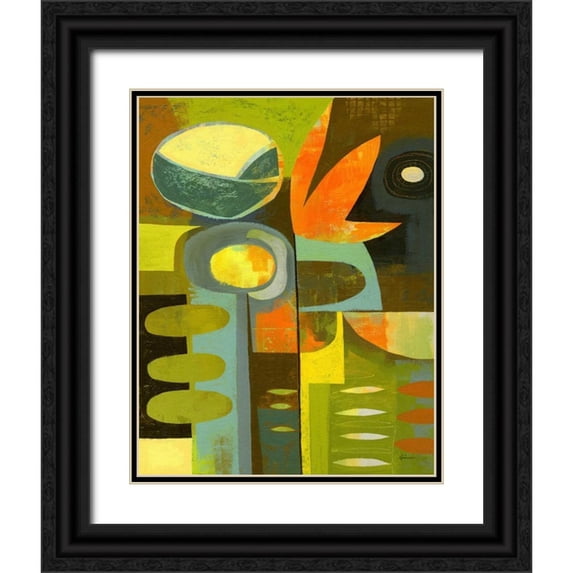 Faust, Richard 15x18 Black Ornate Wood Framed with Double Matting Museum Art Print Titled - Cubist Garden 2