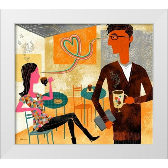 Faust, Richard 17x15 White Modern Wood Framed Museum Art Print Titled - Coffeeshop Love