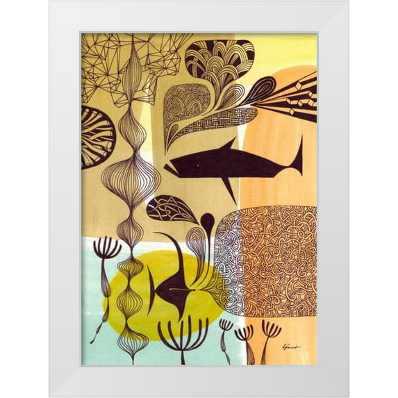 Faust, Richard 18x24 White Modern Wood Framed Museum Art Print Titled - Doodle Fish