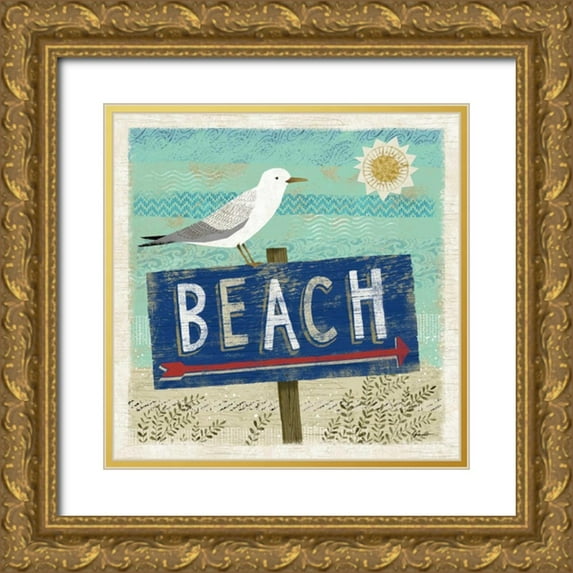 Faust, Richard 20x20 Gold Ornate Wood Framed with Double Matting Museum Art Print Titled - Beach Travel 2