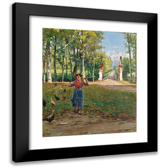 Fausto Zonaro 12x14 Black Modern Framed Museum Art Print Titled - Entrance of the Villa Camerini (1886)