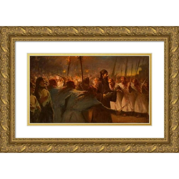 Fausto Zonaro 14x10 Gold Ornate Wood Frame and Double Matted Museum Art Print Titled - The Tenth of Muharram