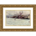 thumbnail image 1 of Fausto Zonaro 18x12 Gold Ornate Wood Frame and Double Matted Museum Art Print Titled - Port of Galata, Istanbul, 1 of 4