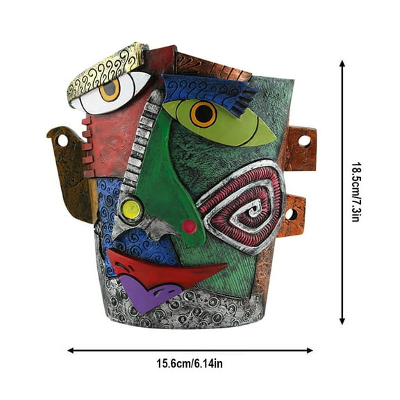 Fauvism Abstract Picasso-Inspired Abstract Face 18.5x15.6cm Flower Pot Decoration Abstract Face Flower Pot Abstract Head Flower Pot Container Vibrant Colors & Quirky Art Decor