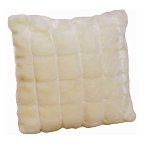 Faux Addict 18x18" Mink Patchwork Luxury Faux Fur Pillow in Pearl Beige