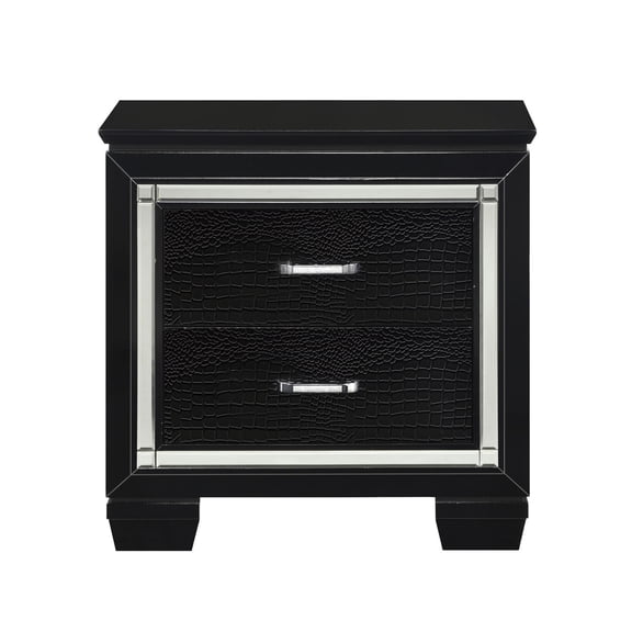 Faux Alligator Embossed Nightstand with LED and Crystal Pulls / Brings Glam to Bedroom